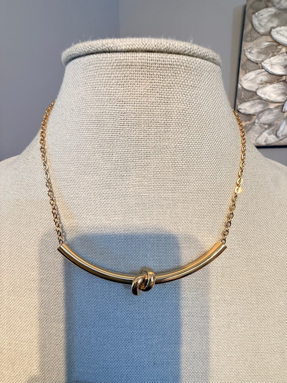 The Limited Gold Tone Knot Bar Necklace 17”+2”